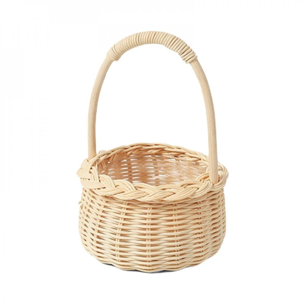 MorefunRattan Basket Natural Storage Basket Wedding Girls Flower Basket Wicker Hand Weaving