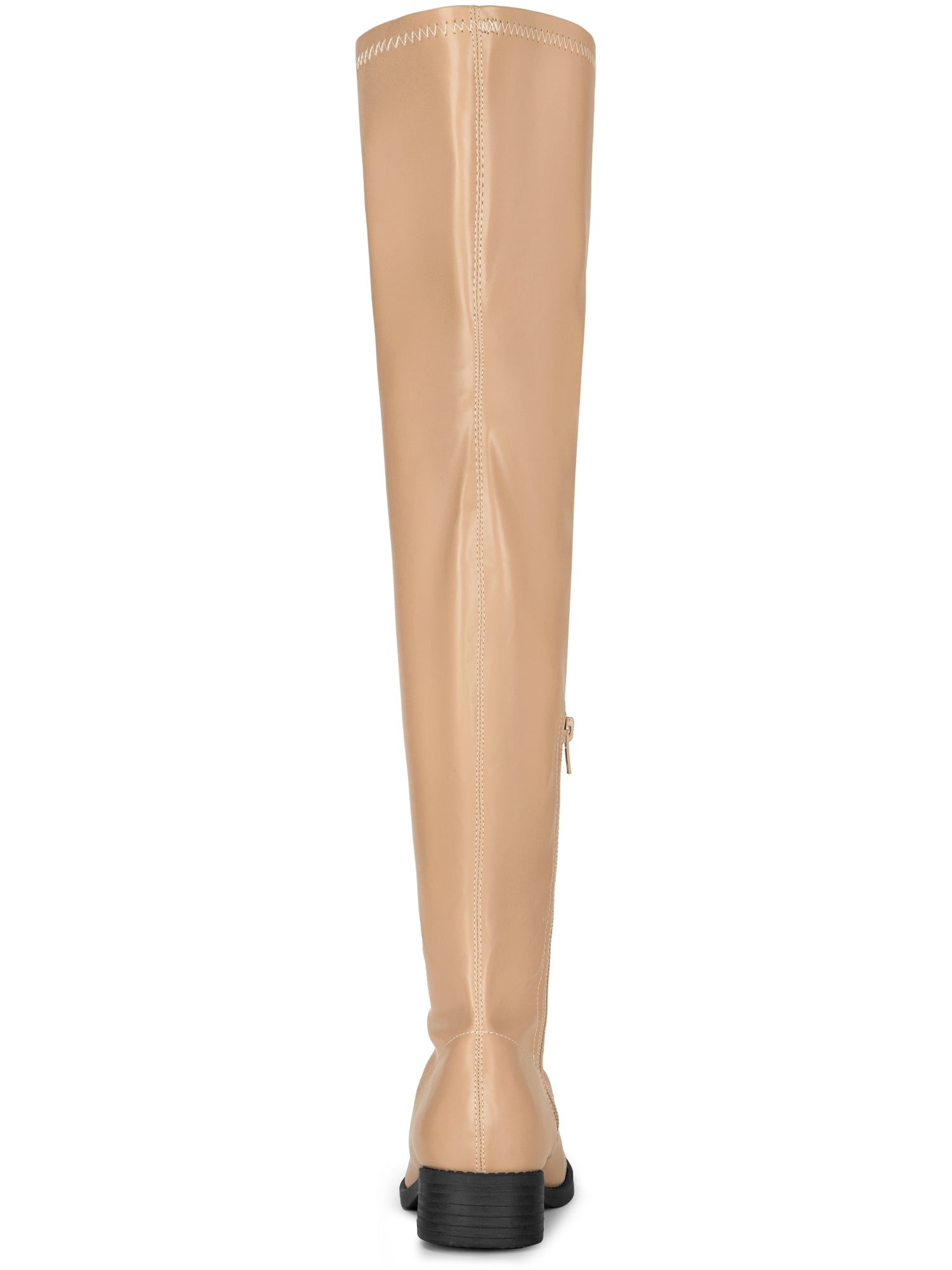 DARING DIVA Women's Round Toe Zip Closure Block Heels Over Knee High Boots Nude 10