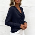 thumbnail image 4 of Camisa de Manga Larga con Cuello en V Blanca para Mujeres con Cuello de Vaca en Tela Fluida con Puño de Botón, 4 of 9