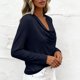 thumbnail image 2 of TaTaai Women's Casual Cowl Neck Shirt Long Sleeve V-Neck Draped Front Solid Color Blouse Flowy Soft Stretchy Lightweight Spring Summer Daily Beach Wear Gift, 2 of 9