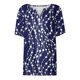 thumbnail image 5 of camiseta de mujer camiseta botón estampado manga corta diario fin de semana moda básica cuello en v regular top azul / m, 5 of 5