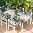 thumbnail image 2 of Green Snowman Christmas Table Cloths for 4 Foot Rectangle Tables, Xmas Snowflake Eucalyptus Leaves Rustic Patio Waterproof Elastic Fitted Tablecloths, Washable Rectangular Table Cover for Camping, 2 of 8