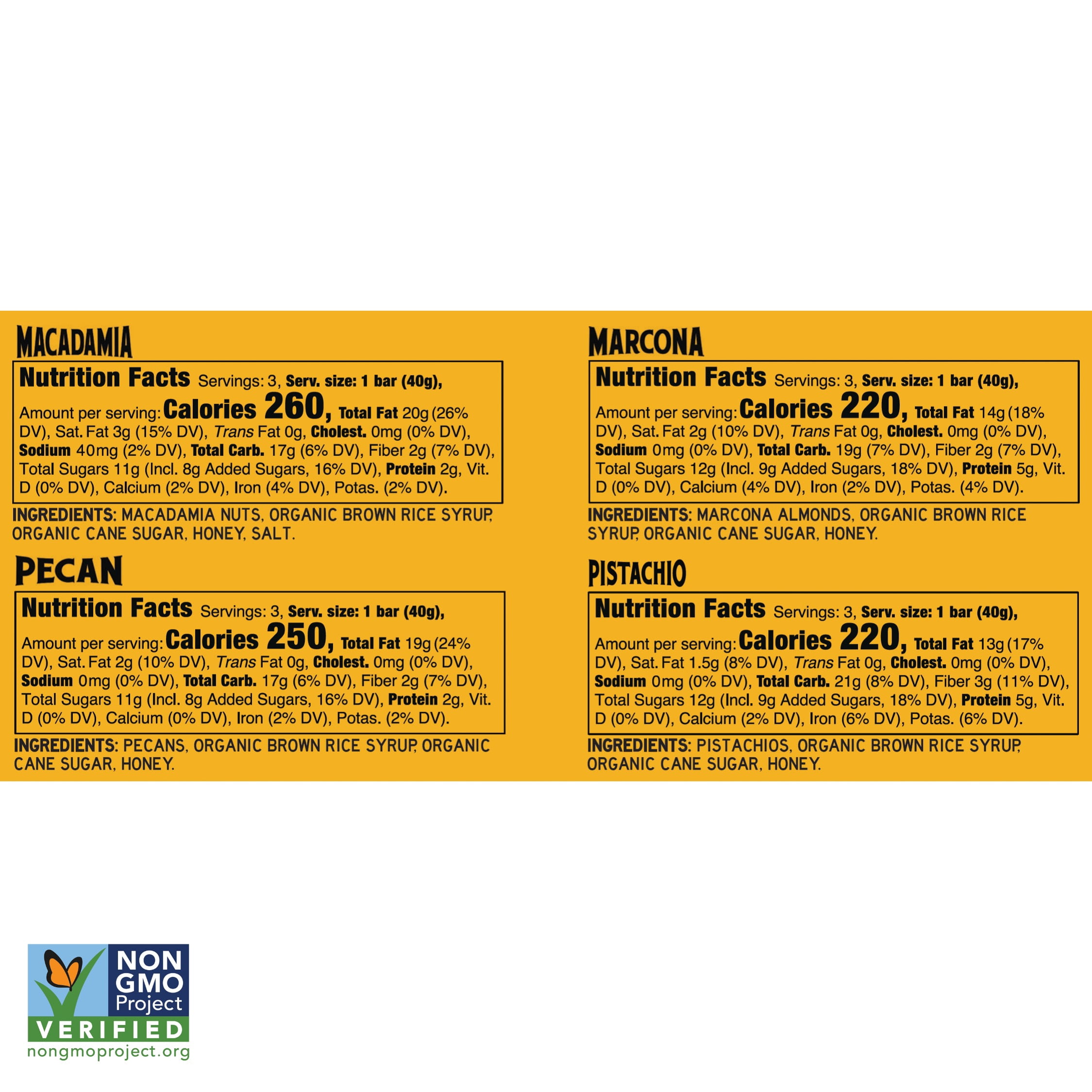 South 40 Snacks Crunchy Natural Protein Nut Bars, Variety Mix of 4, 12 pack