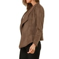 thumbnail image 4 of Unique Bargains Women's Faux Suede Jacket Open Front Lapel Draped Cardigan Blazers XS Light Brown, 4 of 7