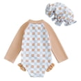 thumbnail image 3 of Okbabeha Baby Girl Rash Guard Swimsuit Checkered Bathing Suit with Sun Hat, 3 of 8