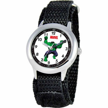 Marvel Hulk Boys' Stainless Steel Watch, Black Strap