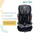 thumbnail image 4 of Amulay | Autoasiento para Bebe de 9 a 36 kg | Booster Car Seat con Arnés de 5 puntos, Respaldo Reclinable, Cojín elevador y Reposa cabezas ajustable | Color Gris y Negro, 4 of 5