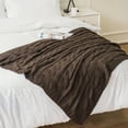 thumbnail image 6 of Battilo Brown Cable Knit Blankets, Herringbone Decorative Knitted Throw,Housewarming Gifts,50"x60", 6 of 6