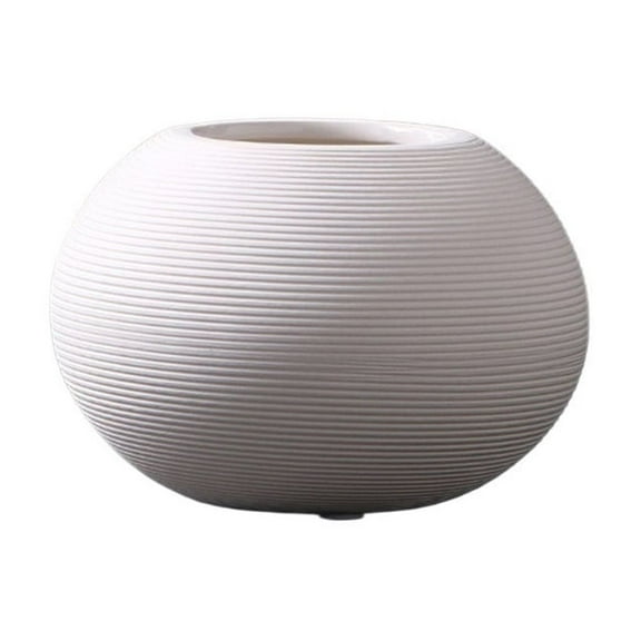 Small Round Vintage Ceramic Vase Pure White Flower Arrangement Desktop Decoration