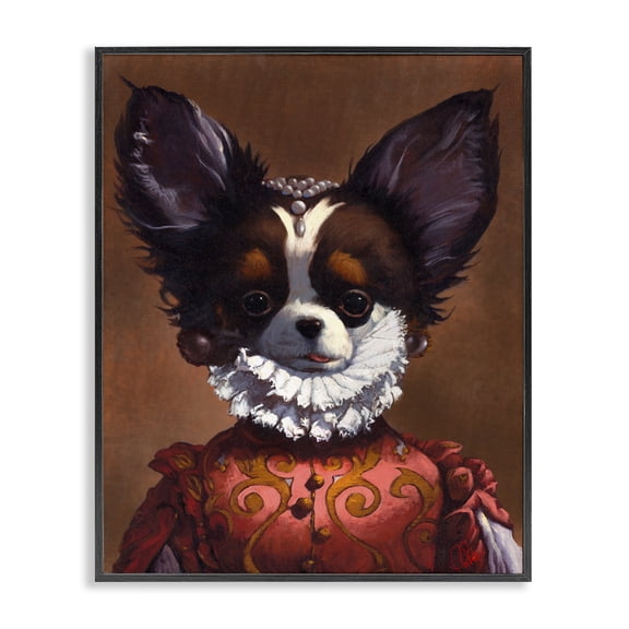 Stupell Industries Eclectic Funny Royal Puppy Portrait Pet Dog Renaissance Clothing Black Framed Giclee Art, 11 x 14, by Thomas Fluharty
