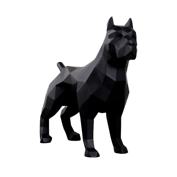 Black Cubism Pitbull Faceta Life Size Statue