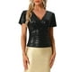 thumbnail image 1 of BLUSA DE FIESTA BRILLANTE METÁLICA CON MANGA CORTA Y CUELLO EN V PARA MUJERES INSPIRAR CHIC TALLA S NEGRO, 1 of 6