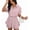 Pink, variant on Women's Button Down Romper Shorts, Short Sleeve Collared Shirt Romper with Pockets, Casual Elastic Waist Ruffle Hem Jumpsuit for Women