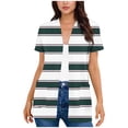 thumbnail image 2 of NTACZA Open Front Lightweight Summer Cardigan Striped Casual with Pockets Short Sleeve Beachwear Coverups Regular Green, 2 of 5