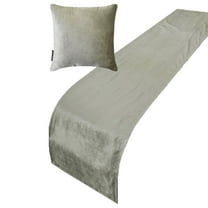The HomeCentric King / Queen / Twin Silver Decorative Bed Runner Twin 53"x18" Bed Runner WITH Two Pillow Cover, Velvet Bed Scarf on Velvet fabric - Silver Velvet Plush