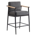 thumbnail image 4 of CHITA Modern Counter Stools Set of 2, Upholstered Bar Stools with Metal Frame and Wooden Armrests, Fabric in Gray, 4 of 11