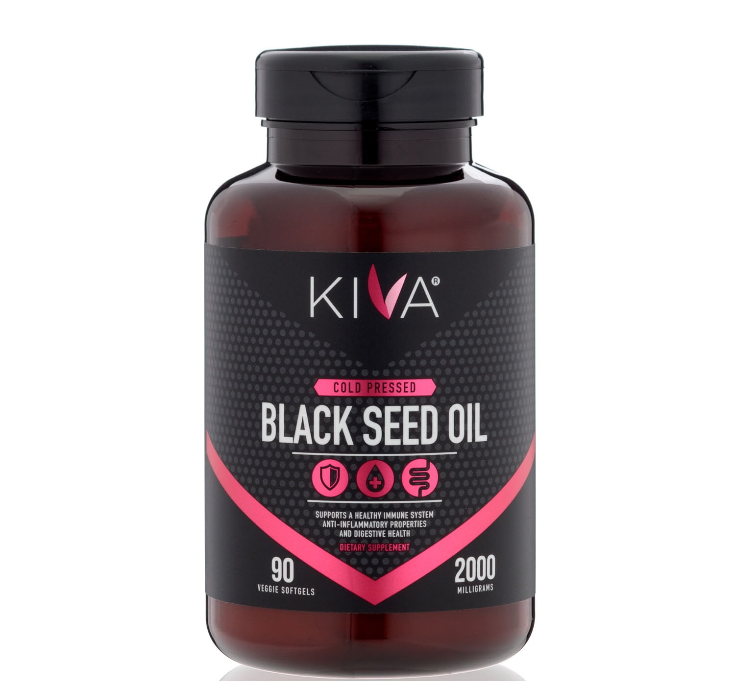 Kiva Black Seed Oil Capsules, 2000 mg per Serving Organic, ColdPressed and RAW (90 Softgels
