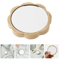 FRCOLOR 2pcs Small Mirror Compact Wooden Makeup Mirror Travel Portable Purse Mirror Handheld Mirror For Makeup