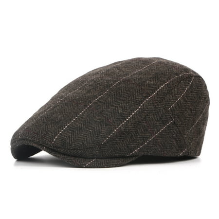 - Men's Unisex Cotton Wool Plaid Newsboy Cap Adjustable Ivy Irish Gatsby Cabbie Beret Flat Driving Hat Outdoors