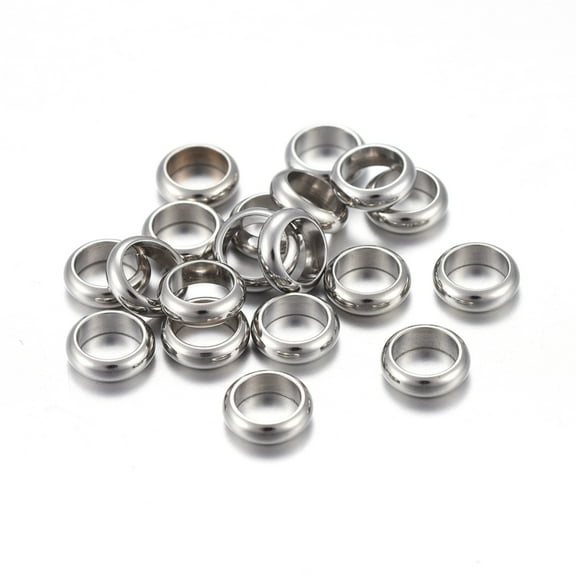 201 Stainless Steel 20 pc Tarnish Resistant 201 Stainless Steel Spacer Beads Rondelle Stainless Steel color 7x2mm Hole: 5mm