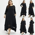 thumbnail image 2 of Homenesgenics Womens Dresses Plus Size 3xl Fashion Women Plus Size Solid O-Neck Three Quarter Sleeve Muslim Long Dress, 2 of 8