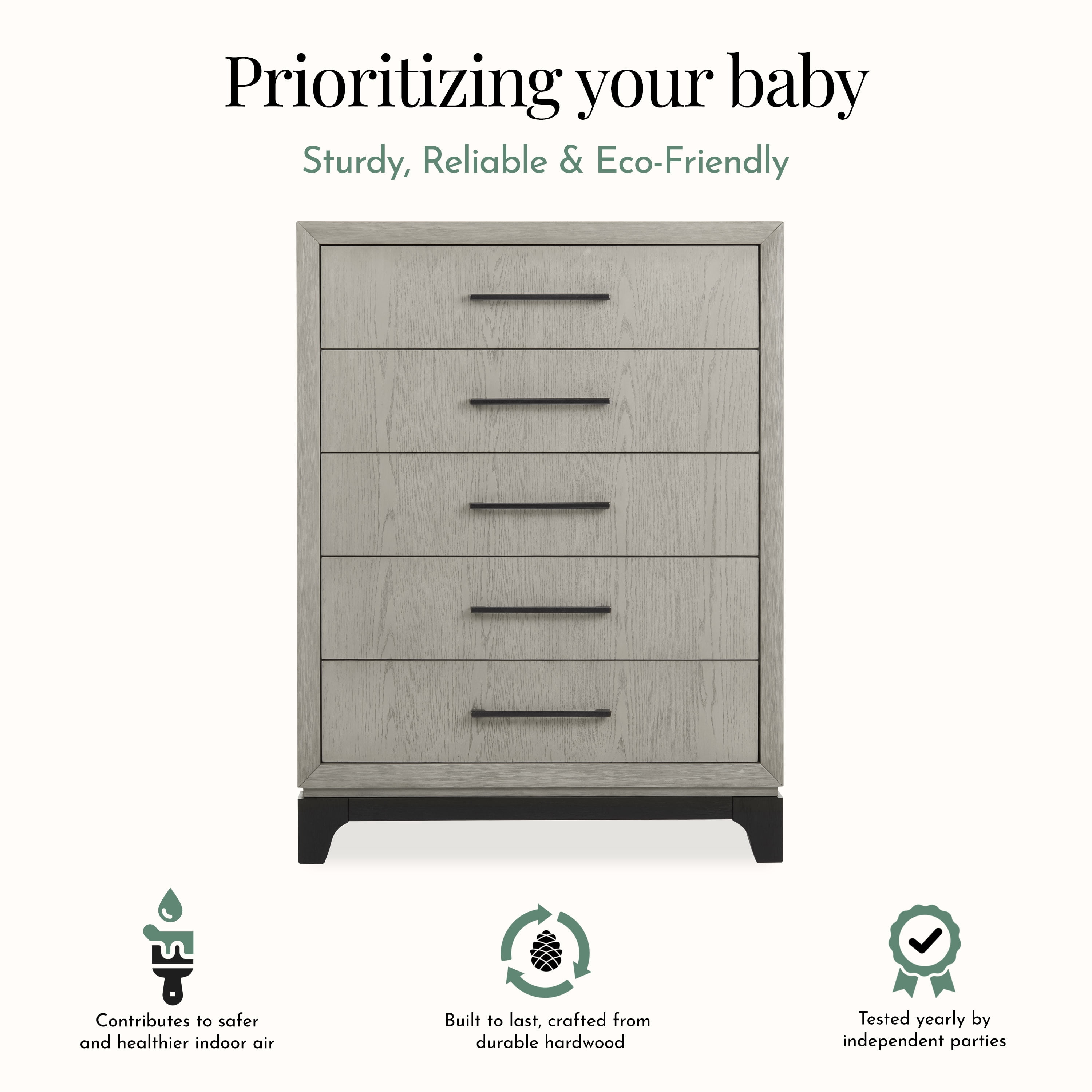 Evolur Remy Tall Chest, Light Ash