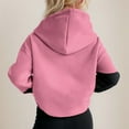 thumbnail image 6 of Cmfcve Women's Workout Sweatshirt Color Blocked High Neck Drawstring Athletic Hoodies Long Sleeved Patchwork Track Jackets with Pocket, 6 of 6