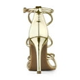thumbnail image 2 of BLISSFUL STEP Women's Open Toe Strappy Straps Prom Stiletto Heels Sandals Gold 6, 2 of 8