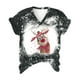 thumbnail image 5 of Puntoco Mujeres Casual Loose Christmas Elk Cuello en V Camisetas de manga corta Hombres Mujeres tops Puntoco Puntoco-8752, 5 of 6