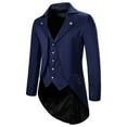thumbnail image 4 of Mens Gothic Tailcoat Jacket Steampunk Victorian Coat Navy S, 4 of 6