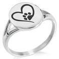 thumbnail image 2 of Tioneer Stainless Steel Dog Paw Heart Minimalist Oval CZ Top Polished Statement Ring, 2 of 2