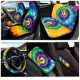 thumbnail image 2 of KUIFORTI Colorful Butterfly Car Seat Covers Full Set of 8 Includes Front and Back Seat Cover with Steering Wheel Protector Center Console Armrest Pad Seat Belt Pads Universal Fit Auto Truck Van SUV, 2 of 5