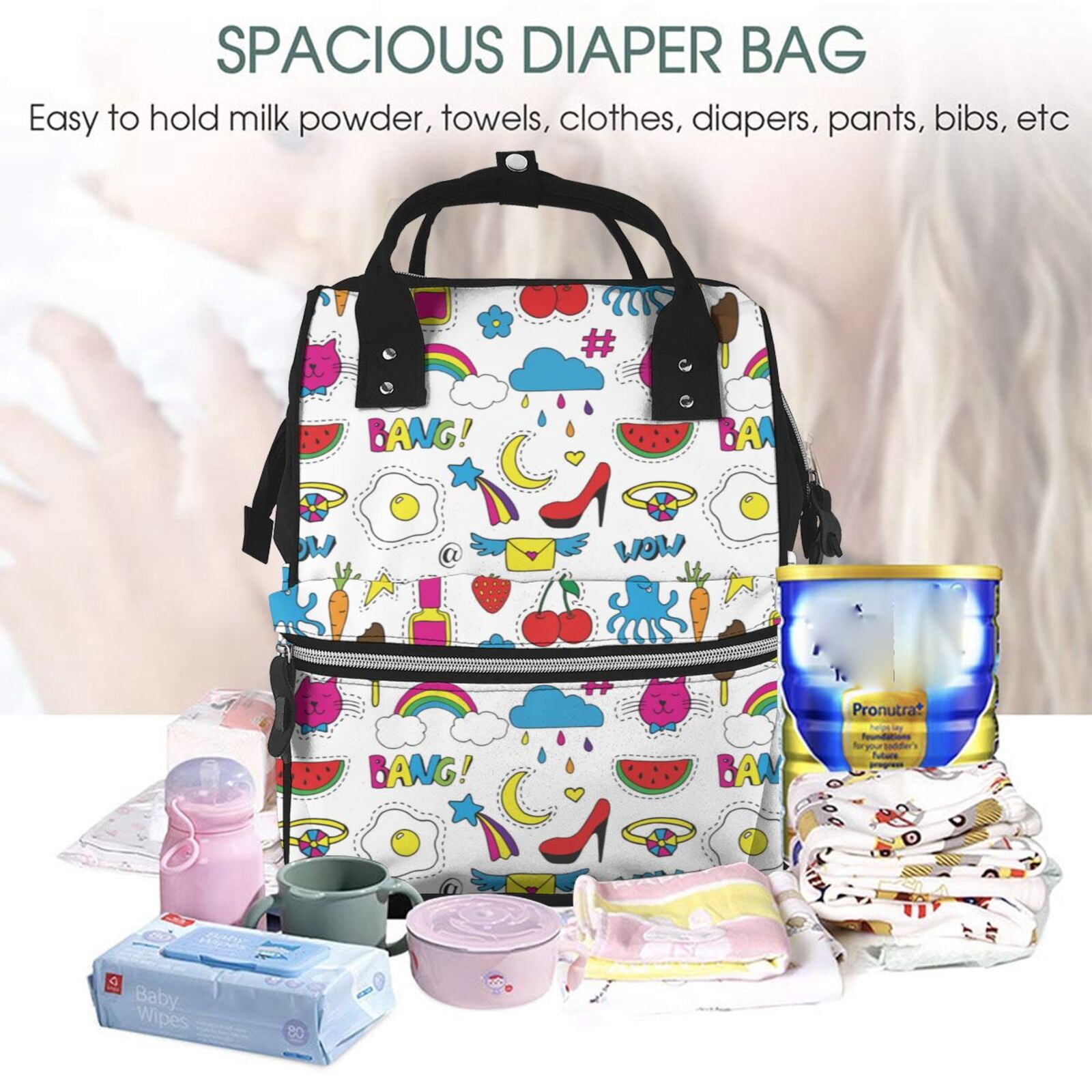 Kdxio Baby Diaper Backpack,Multi-Function Travel Backpack Nappy Bags,Nursing Bag, Fashion Mummy,Roomy Waterproof for Baby Care(Summer)
