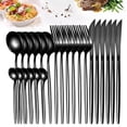 thumbnail image 1 of Myvit Black Dinnerware Set 24pcs Kitchen Flatware Tableware Restaurant Steak Knife Fork Spoon, 1 of 6