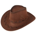 thumbnail image 2 of Holloyiver Unisex Adult West Cowboy Hat Mongolian Hat Sunshade Cap, 2 of 4