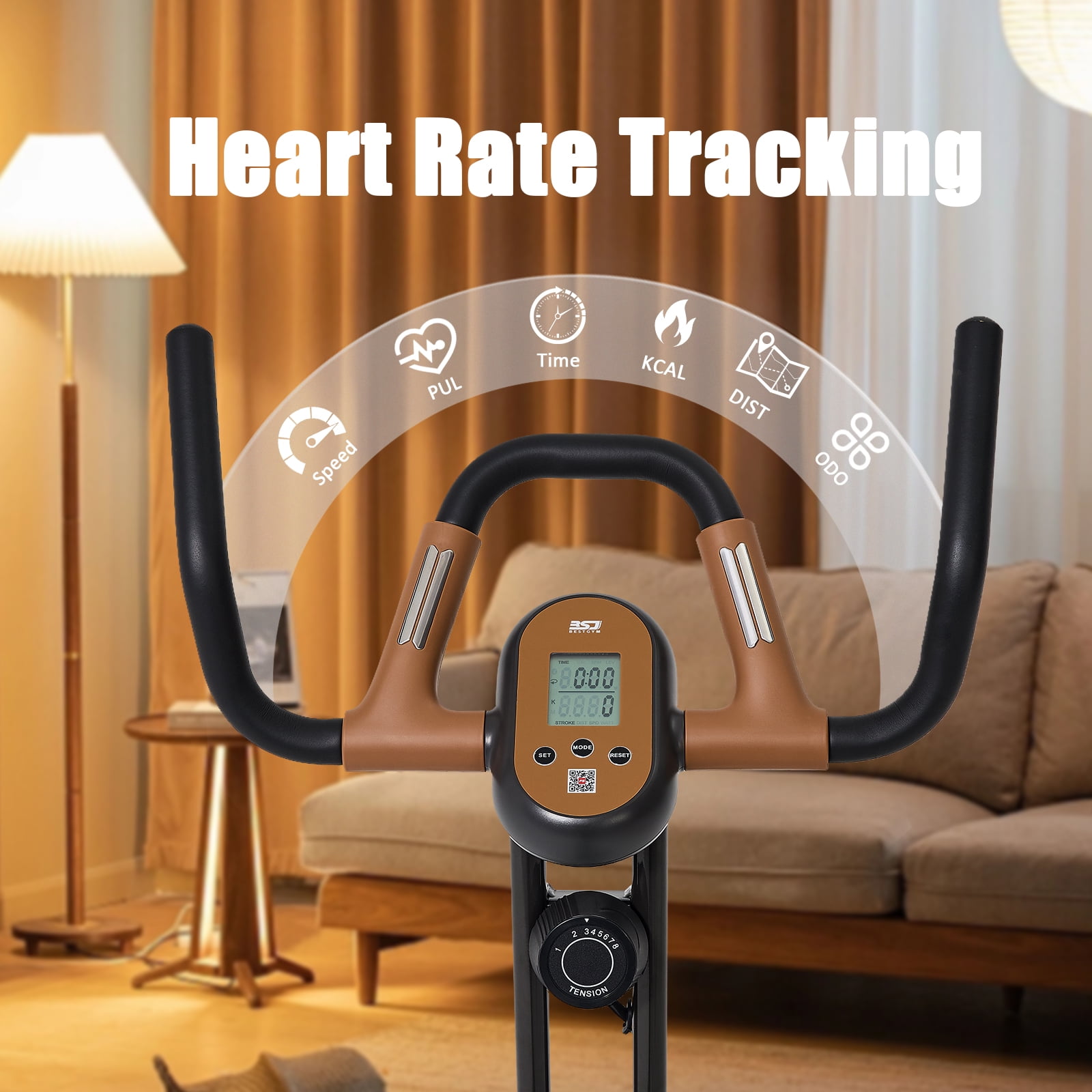 BSJ BESTGYM 3 in 1 Squat Machine,Exercise Bike,Adjustable Magnetic Resistance Stationary Bikes for Home with App Compatible,Squat Assist Trainer,Indoor Bike with 300lbs Weight Capacity,Workout Bike