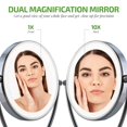thumbnail image 6 of Ovente LED Lighted Tabletop Makeup Mirror 9.5 inch 1X 10X Magnifier Dimmable 360 Adjustable Double Sided Acrylic Edge Battery USB Operated Bedroom Vanity Lamp Professional Polished Chrome MLT45CH1X10X, 6 of 9