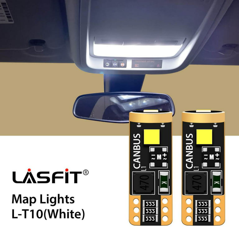 Lasfit 194 168 T10 LED Light Bulbs, 2825 W5W License Plate Dome