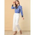 thumbnail image 2 of Blusa Vintage con Lazo Floral Bohemio Allegra K Azul oscuro S, 2 of 6