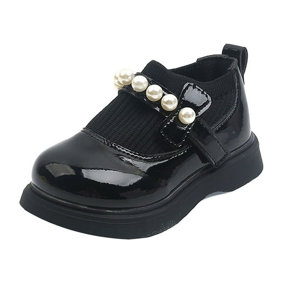 asdoklhq Girl's Shoes,Toddler Shoes Baby Girls Knitted Elastic Mouth Pearl Non-slip Small Leather Shoes Princess Shoes