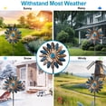 thumbnail image 6 of Wind Spinners Outdoor, 75” Metal Wind Sculptures & Spinners Garden Kinetic Art with Solar Powered Multi-Color Glass Ball Light for Yard Garden（Leaves Style）, 6 of 8