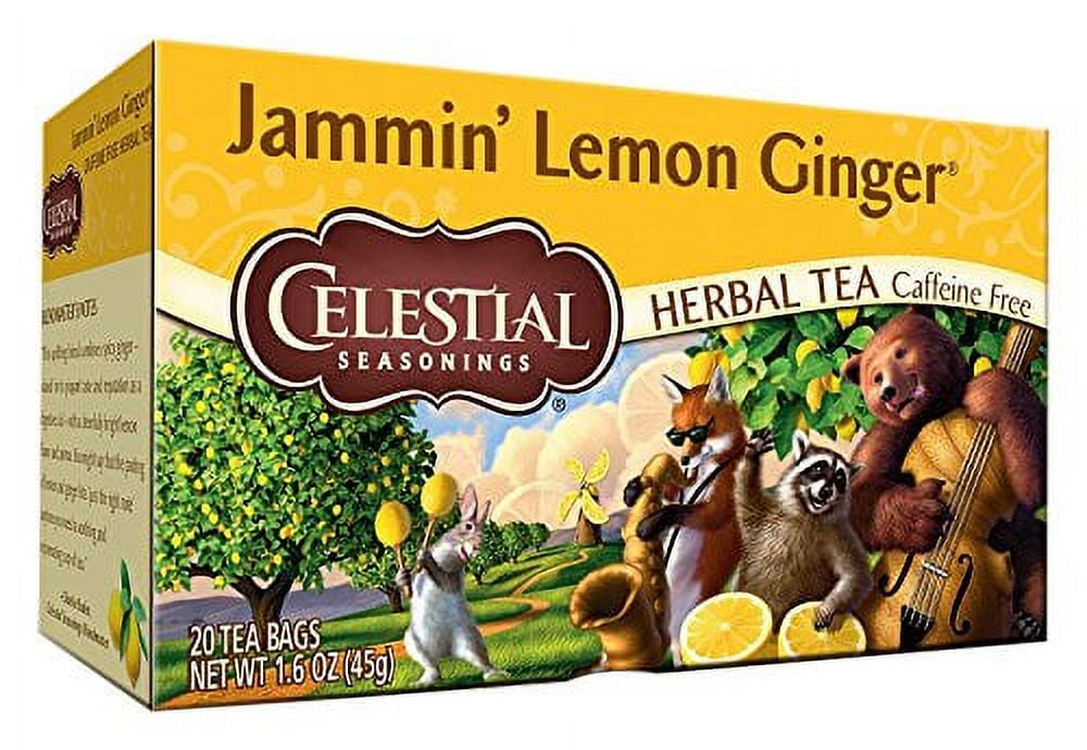 (3 pack) Celestial Seasonings Herbal Tea Caffeine Free Jammin' Lemon Ginger - 20 Tea Bags