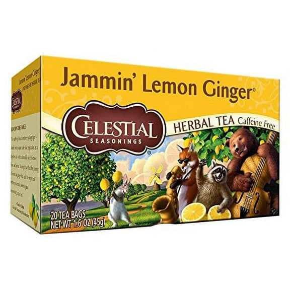 Celestial Seasonings Herbal Tea Caffeine Free Jammin' Lemon Ginger - 20 Tea Bags