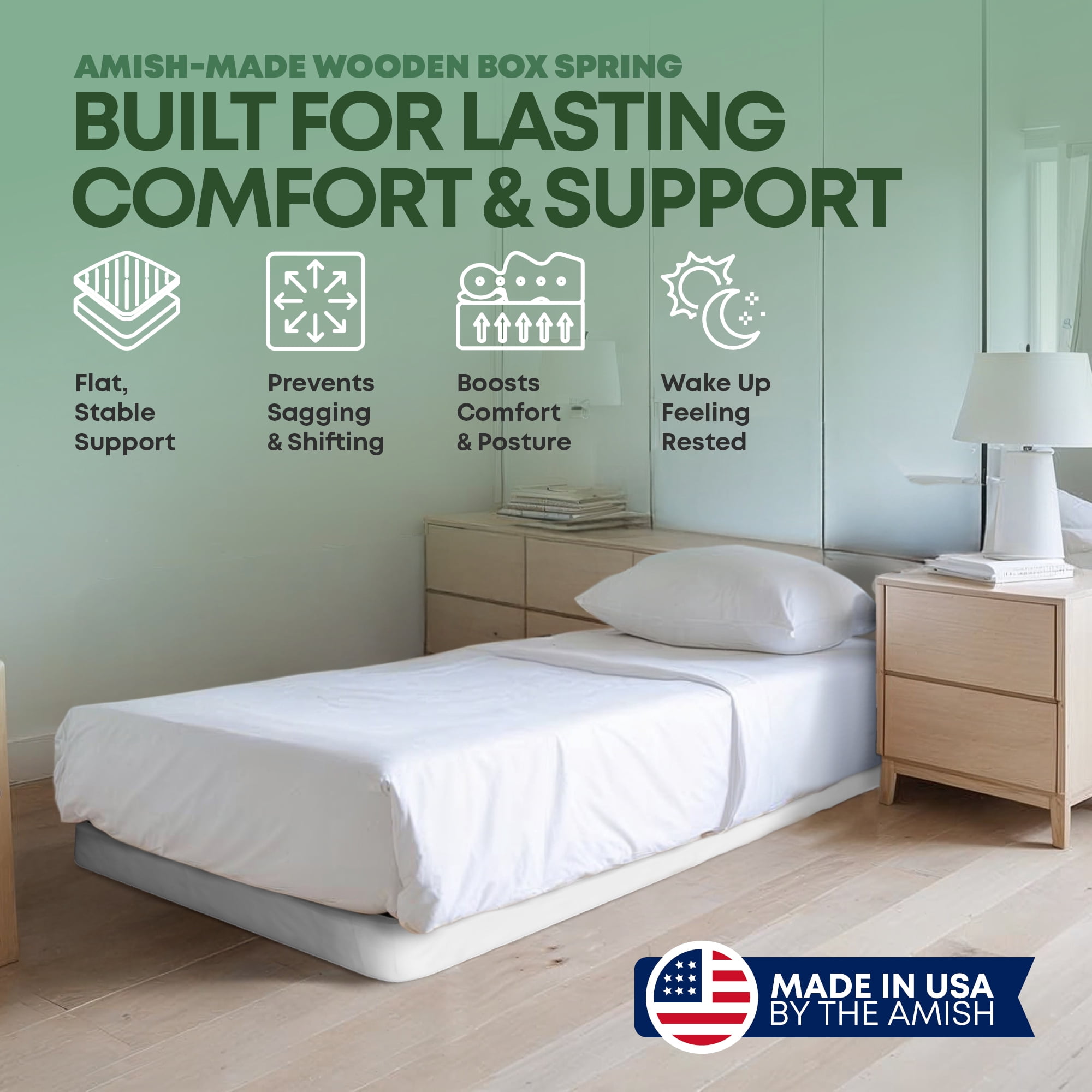 Continental Sleep, Unassembled Twin XL Box Spring for Twin XL Bed, 2.5-Inch Wood Box Spring Only, Quiet Noise, Free Replacement Mattress Foundation, Packed Flat, Easy Assembly, White