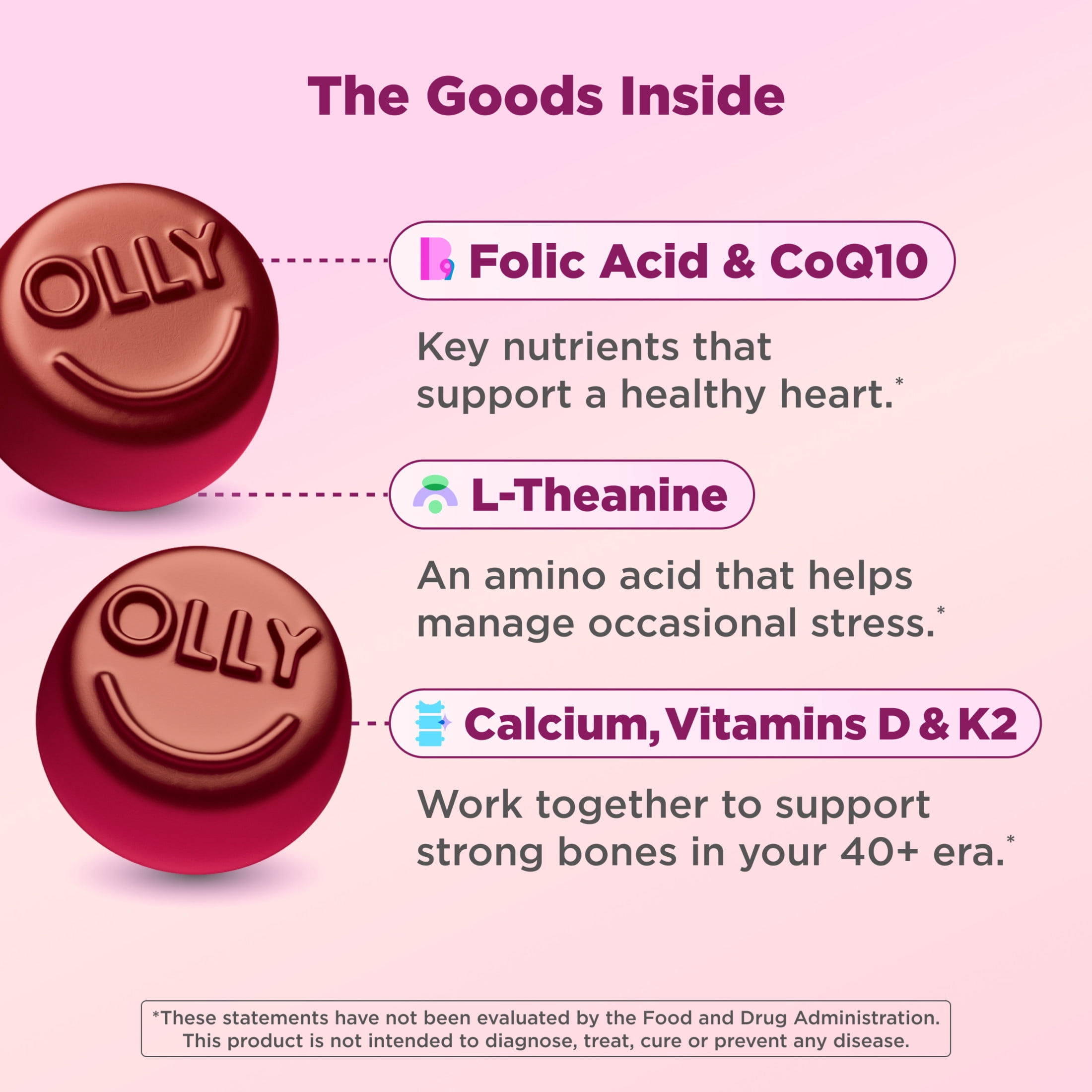 OLLY Women's 40+ Multi Gummy Supplement with 20 Key Nutrients, 90 Count