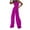 Purple, variant on Lenpel Jumpsuits for Women Fashion Summer Sleeveless Halter Backless Pleated Wide Leg Rompers Party Club Outfits