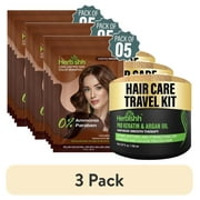 (3 pack) Herbishh Hair Dye Shampoo Chestnut Brown Color 3-in-1 Travel Pack (30ml x5) + Keratin Argan Oil Hair Mask for Dry, Damaged & Color Treated Hair, 150ml, Long Lasting Hair Color, For Women & Men