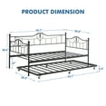 thumbnail image 2 of COZONY Twin Metal Daybed with Trundle, Sofa Bed Frame, Durable & Heavy Duty Metal Slats, Living Room, Bedroom, Space-Saving, Max Load 500lbs, Black, 2 of 9