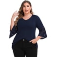 thumbnail image 4 of Daystry Women's Plus Size Top 3/4 Sleeve Shirt Dressy Tunic Blouse Navy Blue-1X, 4 of 10