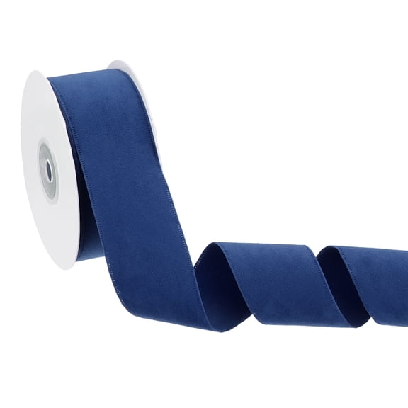 Double Face Velvet Ribbon for Gift Wrapping, 1-1/2 Inch x 10 Yard Velvet Wired Vintage Trim Ribbons, Navy Blue